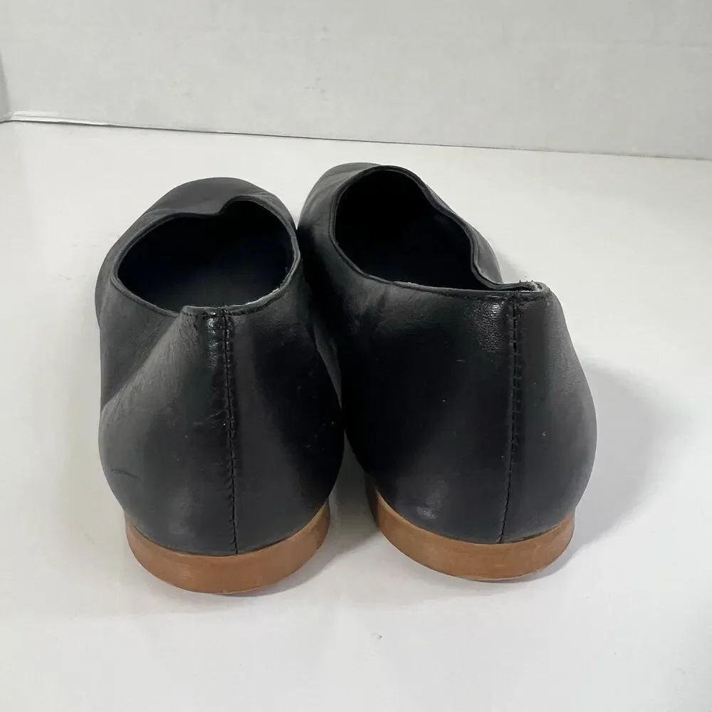 Coach And Four Women's Black Leather Ballet Flats Shoes Size 7.5 Made Italy